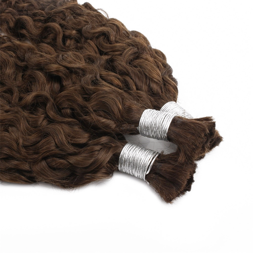 20inch Curly Bulk Hair Dark Brown Color #4 100 grams Hair Bulk For Braiding